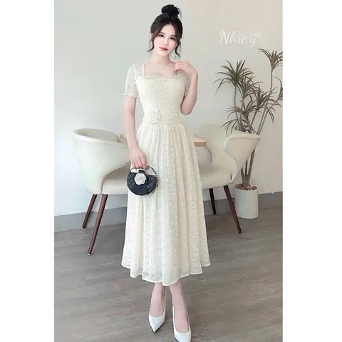 Váy dự tiệc ren hoa eo tôn dáng sang chảnh - May0915