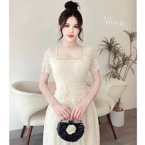 Váy dự tiệc ren hoa eo tôn dáng sang chảnh - May0915