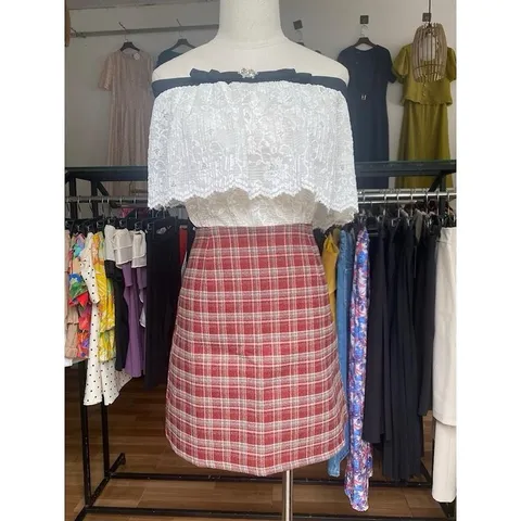 Chân váy dạ kẻ chữ A trẻ trung - May0915