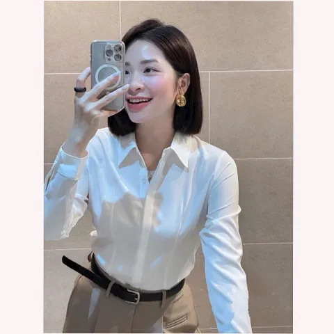 Áo sơ mi trắng basic thanh lịch - Mây Boutique
