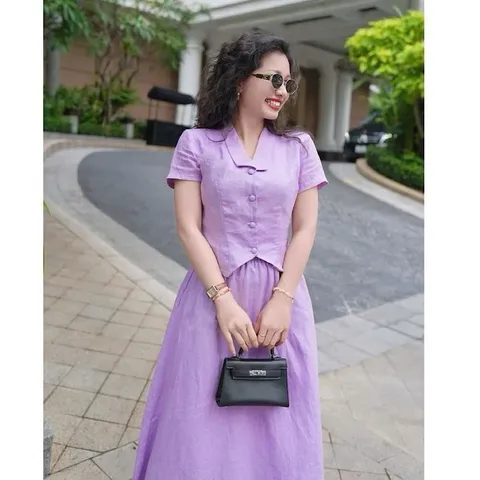 Sét bộ váy maxi đũi xước trẻ trung - May0915