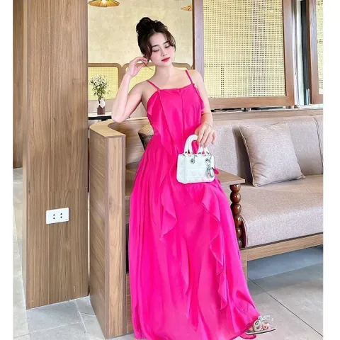 Váy maxi 2 dây bèo tầng siêu hot