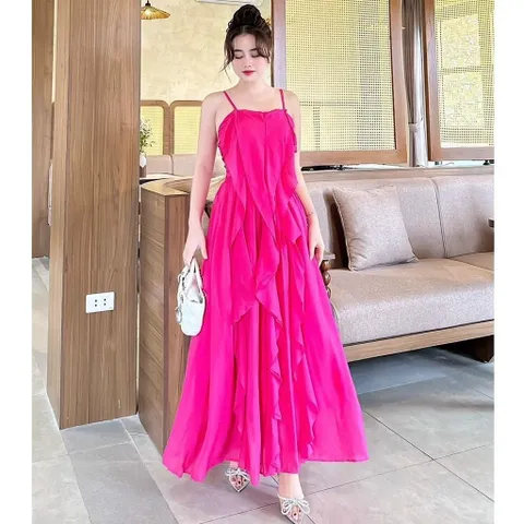 Váy maxi 2 dây bèo tầng siêu hot