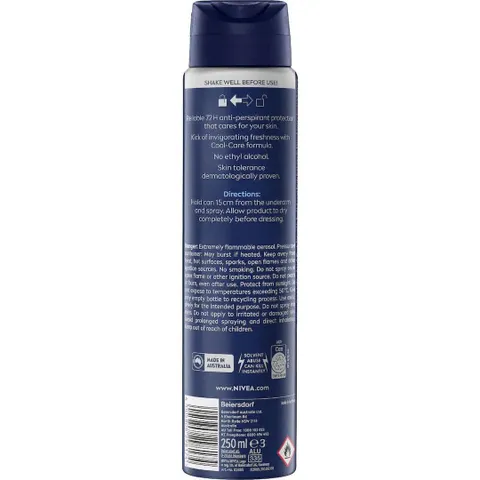 NIVEA MEN Xịt Khử Mùi Nam 72H Chăm Sóc Cơ Thể Hằng Ngày