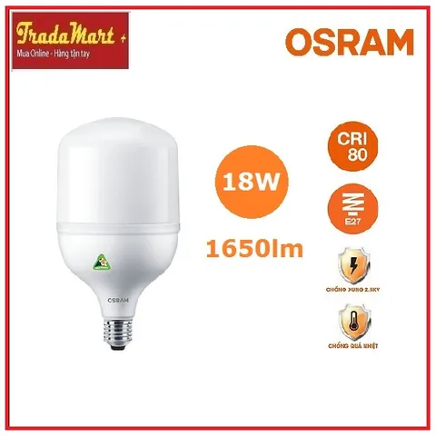 [Chính hãng Osram] - Bóng đèn Led trụ công suất cao OSRAM 18W 1650lm E27 ánh sáng trắng [6500K]