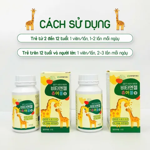 Kẹo Canxi Hươu Cao Cổ Hàn Quốc Hộp 2 Lọ 240 Viên, Tăng Chiều Cao Cho Bé, Phát Triển Trí Thông Minh, Giúp Bé Ăn Ngon Mệng 836146