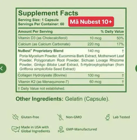 Viên uống hỗ trợ chiều cao Nubest 60 viên cho bé - Hàng Mỹ
