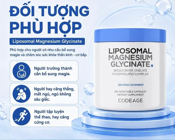 Viên Uống Magnesium Code Age Của Mỹ  Liposomal Magnesium Glycinate 240 viên
