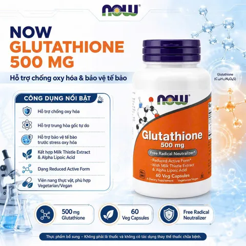Viên Uống Trắng Da Now Glutathione 500mg - Hỗ Trợ Làm Đẹp Da, Trẻ Hóa và Chống Oxy Hóa, Làn Da Khỏe Mạnh Tự Nhiên 836158