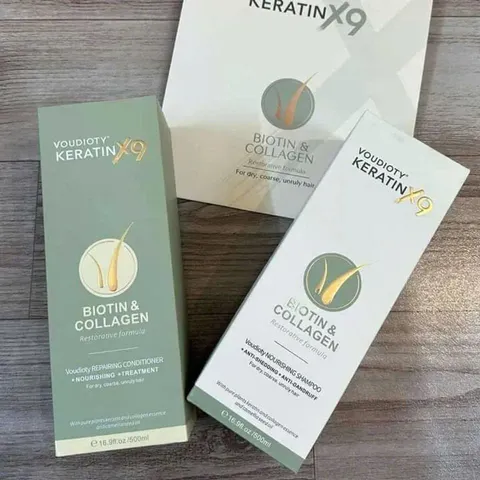 Bộ dầu gội xả Voudioty Keratin X9 Biotin & Collagen - Dưỡng tóc chắc khỏe, bóng mượt, công nghệ phục hồi tóc 9X từ Biotin và Collagen 836224