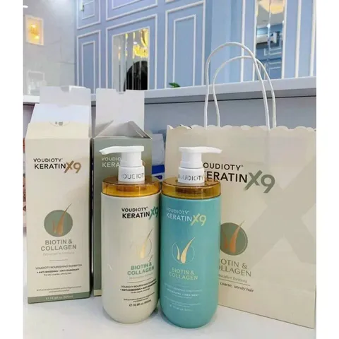 Bộ dầu gội xả Voudioty Keratin X9 Biotin & Collagen - Dưỡng tóc chắc khỏe, bóng mượt, công nghệ phục hồi tóc 9X từ Biotin và Collagen 836224