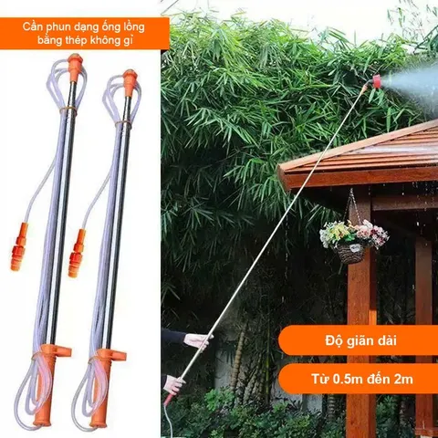 Cần Rút Bình Xịt Điện Ren 14mm Inox Cao Cấp Không Gỉ, Chịu Áp Lực Nước Cao, Cần Phun Thuốc Trừ Sâu, Tưới Cây, Tưới Vườn