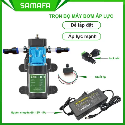 Máy tăng áp lực nước mini Samafa, máy bơm áp lực 12v áp suất nước mạnh, dùng tưới cây, rửa xe