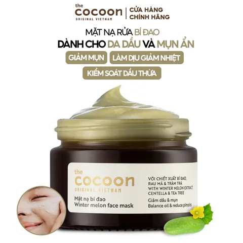 [BEBU] Mặt Nạ Bí Đao Cocoon 100ml Hỗ Trợ Ngừa Mụn Kiềm Dầu Làm Dịu Da Thuần Chay Dịu Nhẹ Tự Nhiên