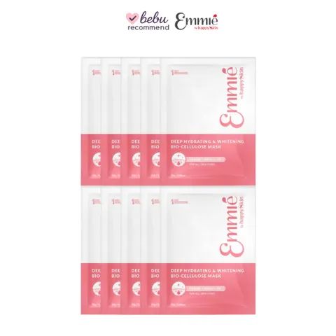 [BEBU] COMBO 10 Mặt Nạ Sinh Học Emmié Deep Hydrating Whitening Bio-Cellulose 8HAs B3 Cấp Ẩm Sâu Dưỡng Sáng Da