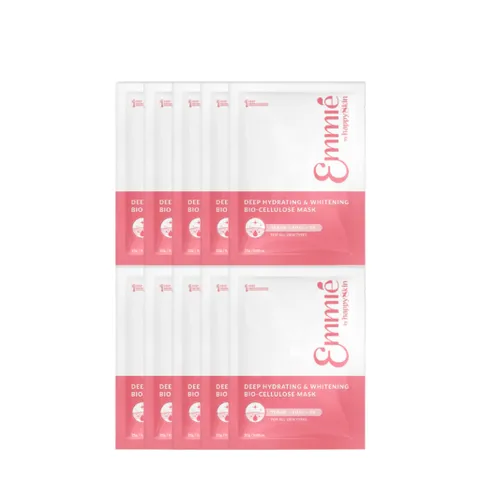 [BEBU] COMBO 10 Mặt Nạ Sinh Học Emmié Deep Hydrating Whitening Bio-Cellulose 8HAs B3 Cấp Ẩm Sâu Dưỡng Sáng Da
