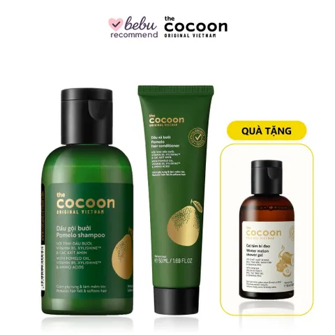 [BEBU] COMBO DU LỊCH Dầu gội bưởi không sulfate 50ml & Dầu xả bưởi 50ml Cocoon - TẶNG Gel tắm bí đao 50ml