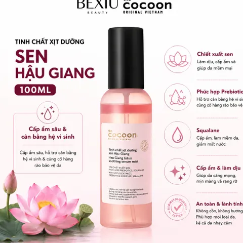 [BEBU] COMBO 2 Tinh chất xịt dưỡng Sen Hậu Giang Cocoon Thuần Chay Dưỡng Ẩm Phục Hồi Da 2x50ml