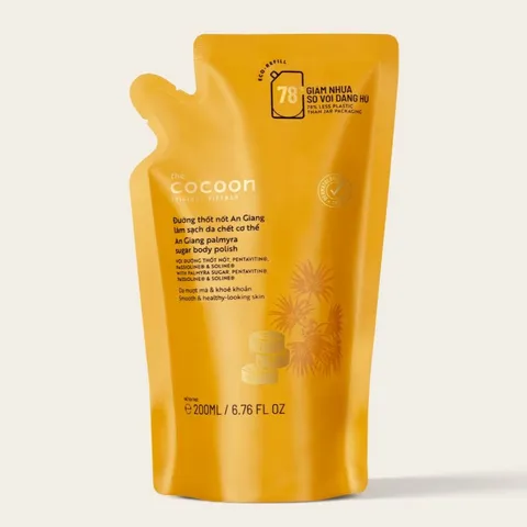 [BEBU] Túi Refill Tẩy Tế Bào Chết Body Đường Thốt Nốt An Giang Cocoon 200ml Thuần Chay Làm Sạch Mềm Mịn Da