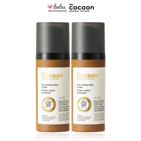[BEBU] COMBO 2 Kem Chống Nắng Bí Đao Cocoon 2x50ml SPF 50+ PA++++ Thuần Chay Kiềm Dầu Bảo Vệ Da
