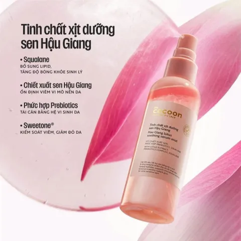 [BEBU] COMBO 2 Tinh Chất Xịt Dưỡng Sen Hậu Giang Cocoon 2x100ml Cấp Ẩm Và Làm Dịu Da Thuần Chay