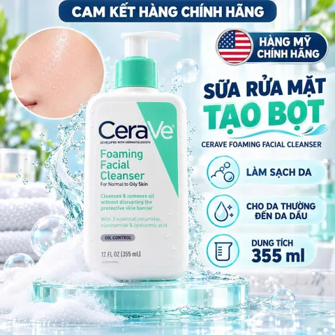 [Chính Hãng] Sữa Rửa Mặt CeraVe Foaming Facial Cleanser Bản Mỹ 355ml - 473ml BẢN MỸ USA
