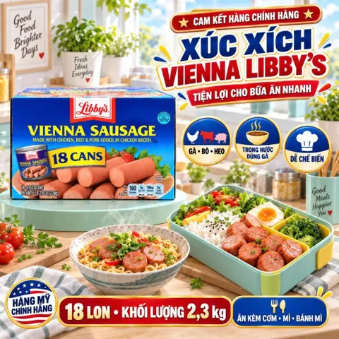 [CHÍNH HÃNG MỸ] Xúc Xích Hộp Libby's Vienna Sausage Nội Địa Mỹ (Lon Lẻ 130g / Thùng 18 Lon Tiết Kiệm)