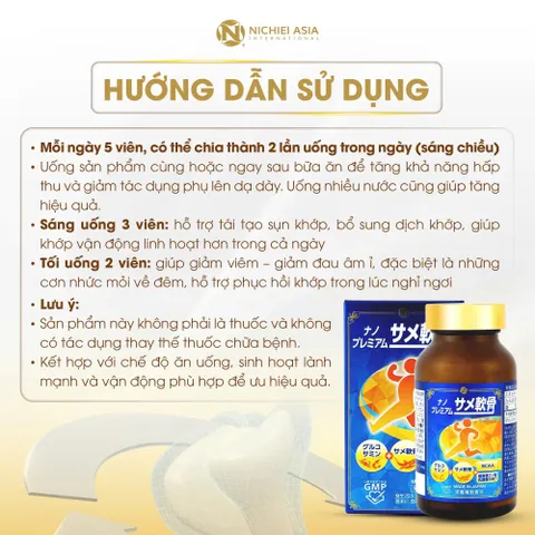 Nano Premium Shark Cartilage 150 viên - Bổ sung glucosamin và bột chiết xuất sụn cá mập hỗ trợ tốt cho khớp Nhật Bản