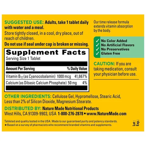Nature Made Vitamin B12 Time Release 1000mcg – 160 viên