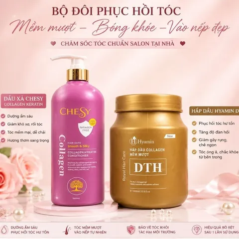 Bộ Đôi Nuôi Dưỡng Tóc Dầu Xả CHESY Và Kem Ủ Tóc HYAMIN DTH