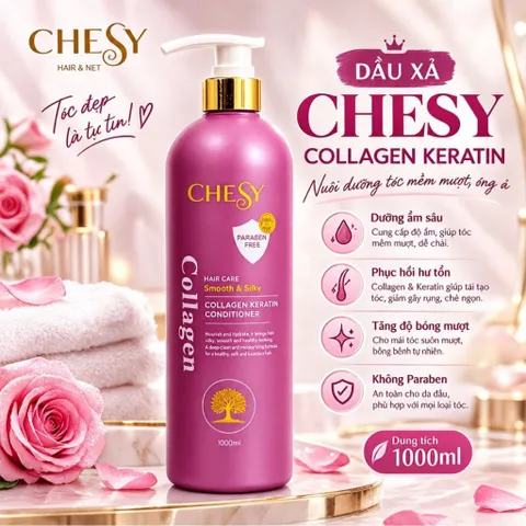 💗 DẦU XẢ CHESY COLLAGEN KERATIN 1000ML – TÓC MỀM MƯỢT, DỄ CHẢI