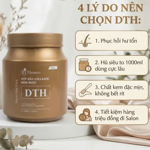 ? Hấp Dầu HYAMIN DTH Collagen Loại 1 – Kem Ủ Tóc Dưỡng Mượt Tóc Khô Xơ | Chốt Đơn Ngay