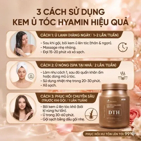 ? Hấp Dầu HYAMIN DTH Collagen Loại 1 – Kem Ủ Tóc Dưỡng Mượt Tóc Khô Xơ | Chốt Đơn Ngay