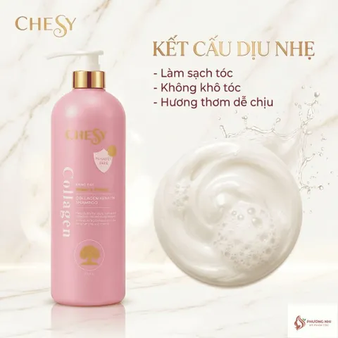 🩷 DẦU GỘI CHESY COLLAGEN KERATIN 1000ML – CHO TÓC KHÔ XƠ, UỐN NHUỘM