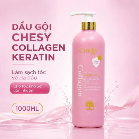 🩷 DẦU GỘI CHESY COLLAGEN KERATIN 1000ML – CHO TÓC KHÔ XƠ, UỐN NHUỘM