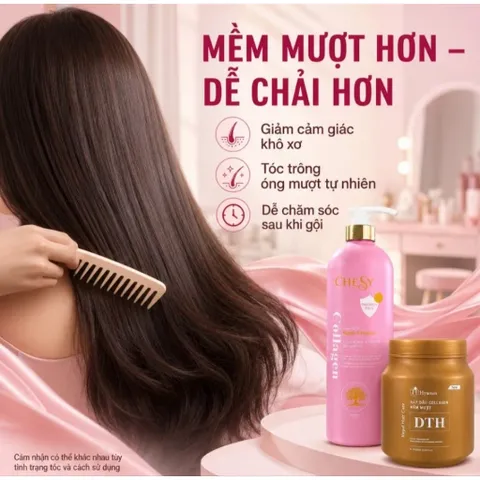 Combo Gội Chesy Collagen 1000ml & Hấp Dầu Phục Hồi Tóc Hyamin DTH 1000ml – Chuẩn Salon Tại Nhà