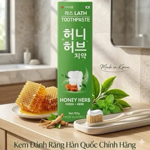 [ Chính Hãng ] Kem đánh răng thảo dược trắng răng Lath Beauty Hàn Quốc Honey Herb 150g giảm viêm răng