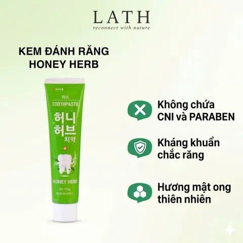 [ Chính Hãng ] Kem đánh răng thảo dược trắng răng Lath Beauty Hàn Quốc Honey Herb 150g giảm viêm răng
