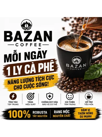1KG Cà Phê Nguyên Chất Robusta Rang Mộc Tây Nguyên – BAZAN COFFEE – Đậm Vị, Thơm Đặc Trưng