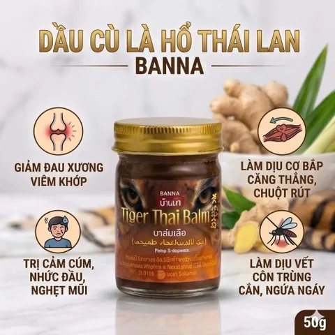Dầu cù là Thái Lan cao xoa bóp Hổ, Bò cạp, Rắn hổ mang Banna 50g