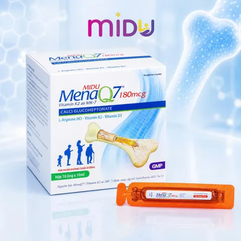 MIDU MENAQ7 180mcg - Hỗ trợ Phát Triển Chiều Cao & Bổ Sung Canxi Cho Mọi Lứa Tuổi, Hộp 30 ống