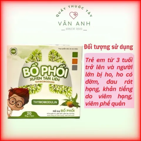  Bổ phổi Xuyên Tâm Liên - Hỗ trợ bổ phổi, giảm ho, giảm đờm, giảm đau rát họng (Hộp 20 ống)