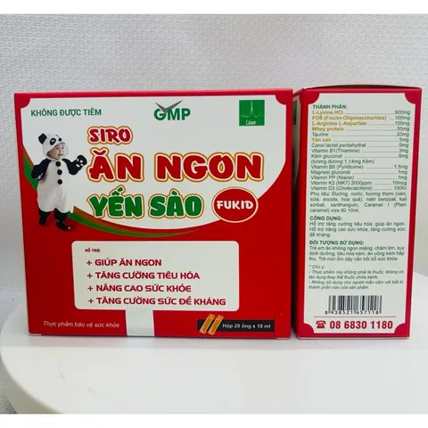 Siro ăn ngon yến sào Fukid lisse,(hộp 20 ống), Ăn ngon, kích thích tiêu hoá, tăng miễn dịch cho trẻ.