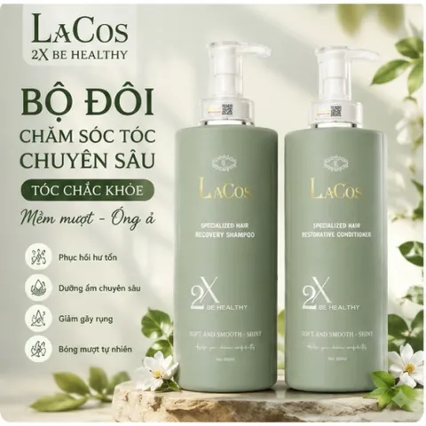 Dầu Gội Dầu Xả LaCos 800ml – Bộ Đôi Chăm Sóc Tóc Chuyên Sâu – Phục Hồi Tóc Hư Tổn, Mềm Mượt Óng Ả