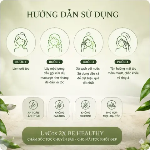 Dầu Gội Dầu Xả LaCos 800ml – Bộ Đôi Chăm Sóc Tóc Chuyên Sâu – Phục Hồi Tóc Hư Tổn, Mềm Mượt Óng Ả