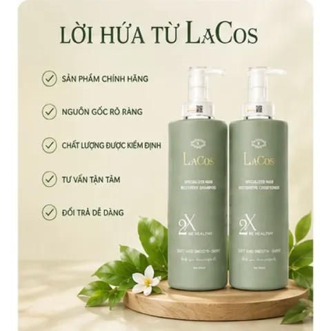 Dầu Gội Dầu Xả LaCos 800ml – Bộ Đôi Chăm Sóc Tóc Chuyên Sâu – Phục Hồi Tóc Hư Tổn, Mềm Mượt Óng Ả