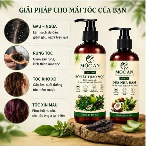Cặp Dầu Gội Bồ Kết Thảo Mộc giảm rụng, kích mọc tóc, sạch gàu, dưỡng tóc từ gốc Mộc An chính hãng