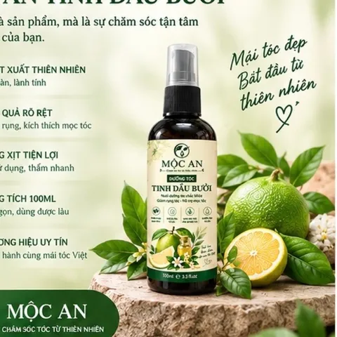Xịt dưỡng tóc Tinh Dầu Bưởi Mộc An 100ml – Dưỡng Tóc, Hỗ Trợ Giảm Rụng, Kích Thích Mọc Tóc