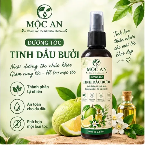 Xịt dưỡng tóc Tinh Dầu Bưởi Mộc An 100ml – Dưỡng Tóc, Hỗ Trợ Giảm Rụng, Kích Thích Mọc Tóc