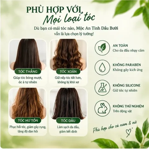 Xịt dưỡng tóc Tinh Dầu Bưởi Mộc An 100ml – Dưỡng Tóc, Hỗ Trợ Giảm Rụng, Kích Thích Mọc Tóc